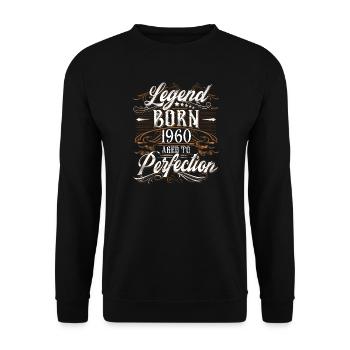 1960 Legend Year of construction Year of birth Year - Unisex Sweatshirt - black - Front - Alina (178cm) & Michal (187cm)