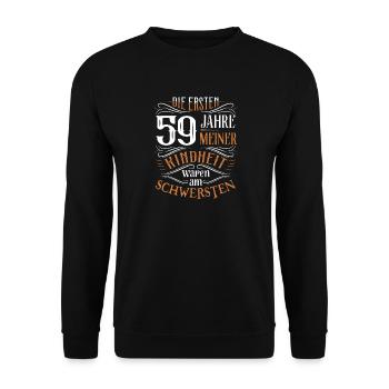 59. Geburtstag Kindheit Lustig - Unisex Pullover - Schwarz - Vorne - Alina (178cm) & Michal (187cm)