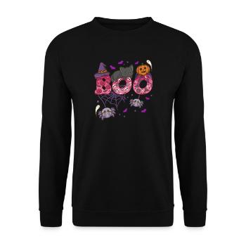 Halloween Boo Halloween-Kostüm - Unisex Pullover - Schwarz - Vorne - Alina (178cm) & Michal (187cm)