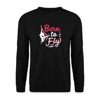 Aerial Yoga Born To Fly Pour voler Naissance Tissu - Sweat-shirt Unisexe - noir - Devant - Alina (178cm) & Michal (187cm)