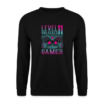 11. Geburtstag Level 11 Gamer Gaming Zocken - Unisex Pullover - Schwarz - Vorne - Alina (178cm) & Michal (187cm)