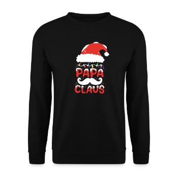 Papa Claus Santa Weihnachten - Unisex Pullover - Schwarz - Vorne - Alina (178cm) & Michal (187cm)