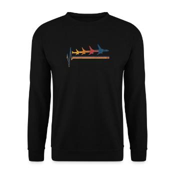 Flugzeug Flieger Luftfahrt - Unisex Pullover - Schwarz - Vorne - Alina (178cm) & Michal (187cm)