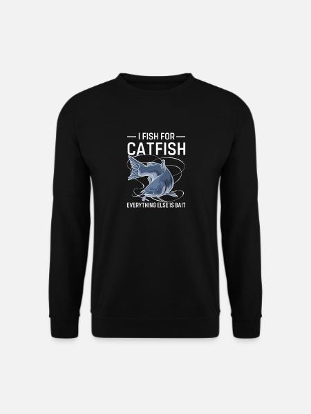 Lustiges Angelzitat Ich fische nach Wels - Unisex Pullover - Schwarz