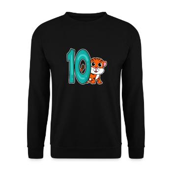 10 Jahre alt - 10. Geburtstag - Kindergeburtstag - Unisex Pullover - Schwarz - Vorne - Alina (178cm) & Michal (187cm)