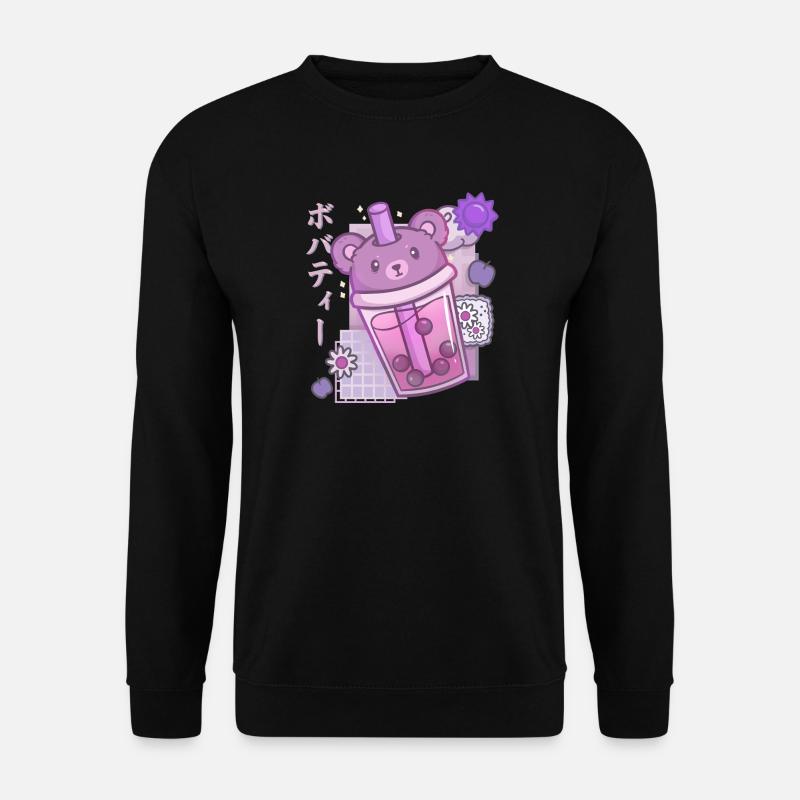 Bear Boba Tea Anime Kawaii - Unisex Pullover - Schwarz