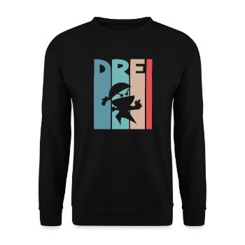 Ninja 3 Jahre Geburtstag Kinder - Unisex Pullover - Schwarz - Vorne - Alina (178cm) & Michal (187cm)