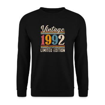 1992 Année de naissance Rétro Vintage - Sweat-shirt Unisexe - noir - Devant - Alina (178cm) & Michal (187cm)