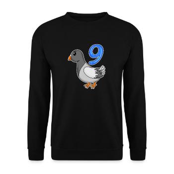 9 Jahre alt - 9. Geburtstag - Taube Vogel Motiv - Unisex Pullover - Schwarz - Vorne - Alina (178cm) & Michal (187cm)