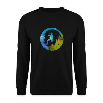 Alpiniste, Alpiniste, Papa, Alpiniste pour la fête des pères, grimpeur à l’aquarelle - Sweat-shirt Unisexe - noir - Devant - Alina (178cm) & Michal (187cm)