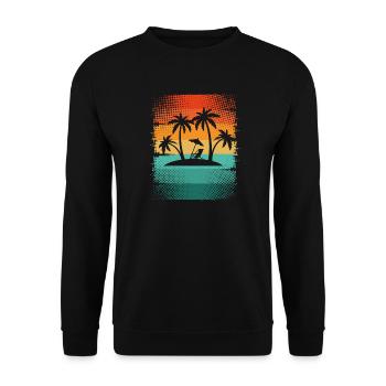 Small island with palm trees - Unisex Sweatshirt - black - Front - Alina (178cm) & Michal (187cm)