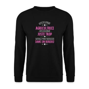 officiellement Agricultrice - Humour Agricultrice - Sweat-shirt Unisexe - noir - Devant - Alina (178cm) & Michal (187cm)