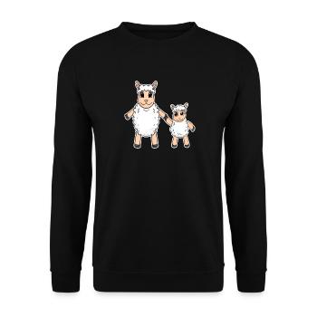 Famille mouton - Mouton avec bébé - Motif mouton - Sweat-shirt Unisexe - noir - Devant - Alina (178cm) & Michal (187cm)