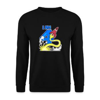 4 anniversaire garçon - 4 ans - J’ai 4 ans - Sweat-shirt Unisexe - noir - Devant - Alina (178cm) & Michal (187cm)