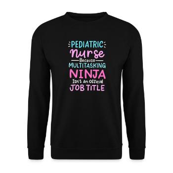 Kinderkrankenschwester - Unisex Pullover - Schwarz - Vorne - Alina (178cm) & Michal (187cm)