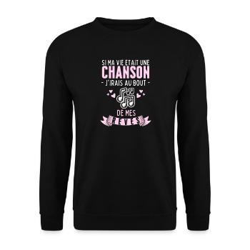Si Ma Vie était une Chanson /Mes Rêves/ JJ Goldman - Sweat-shirt Unisexe - noir - Devant - Alina (178cm) & Michal (187cm)