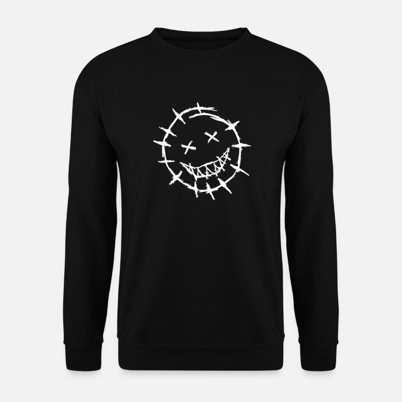 Smiley Stacheldraht Gesicht - barbed wire face - Unisex Pullover - Schwarz