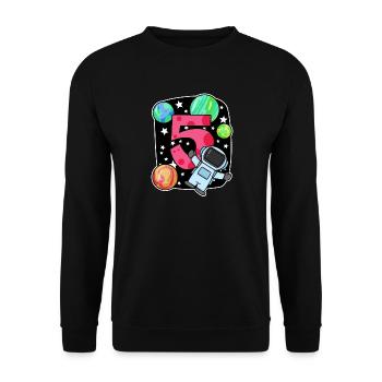 5 birthday boy - 5 years old - I am 5 - Unisex Sweatshirt - black - Front - Alina (178cm) & Michal (187cm)