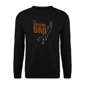 The walking Dad, Hund und Herrchen, Gassi Geschenk - Unisex Pullover - Schwarz - Vorne - Alina (178cm) & Michal (187cm)