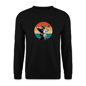 Retro Sonnenuntergang Duo - Unisex Pullover - Schwarz - Vorne - Alina (178cm) & Michal (187cm)