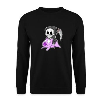 Grim Reaper and Pig - Unisex Sweatshirt - black - Front - Alina (178cm) & Michal (187cm)