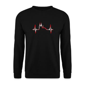 Cologne Skyline Heartbeat Rouge Blanc Kölsch Cologne - Sweat-shirt Unisexe - noir - Devant - Alina (178cm) & Michal (187cm)
