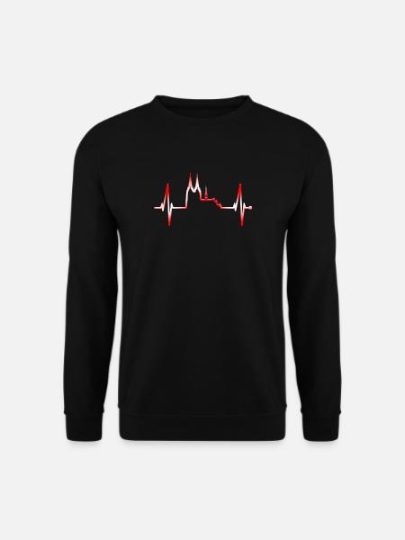Köln Skyline Herzschlag Rot Weiß Kölsch Kölner - Unisex Pullover - Schwarz
