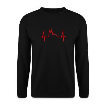Cologne Skyline Heartbeat Rouge Blanc Kölsch Cologne - Sweat-shirt Unisexe - noir - Devant - Alina (178cm) & Michal (187cm)