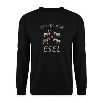 Esel - Ich liebe meine Esel, Bauernhof Landwirt - Unisex Pullover - Schwarz - Vorne - Alina (178cm) & Michal (187cm)