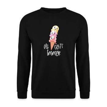 Eiscreme Lover Kawaii "Eis geht immer" - Unisex Pullover - Schwarz - Vorne - Alina (178cm) & Michal (187cm)