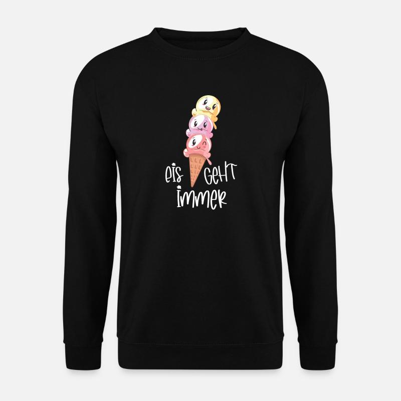 Eiscreme Lover Kawaii "Eis geht immer" - Unisex Pullover - Schwarz