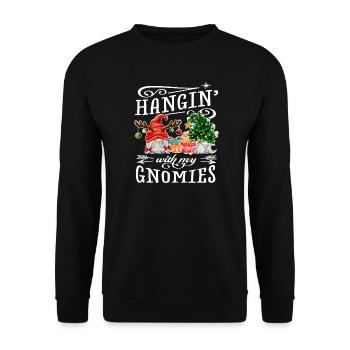 Hanging With My Gnomies Weihnachten Gnom Wichtel - Unisex Pullover - Schwarz - Vorne - Alina (178cm) & Michal (187cm)