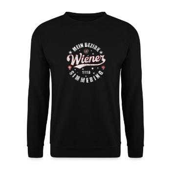 Ein echter Wiener Mein Bezirk 1110 Simmering - Unisex Pullover - Schwarz - Vorne - Alina (178cm) & Michal (187cm)
