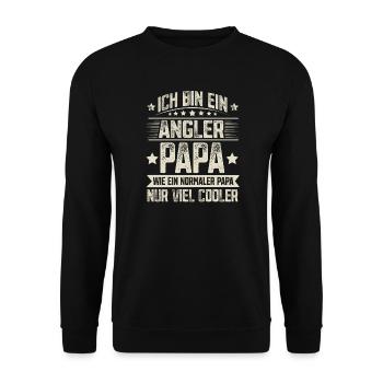 Papa Angler Vater Vatertag - Unisex Pullover - Schwarz - Vorne - Alina (178cm) & Michal (187cm)