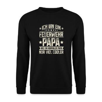 Papa Feuerwehr Vater Vatertag - Unisex Pullover - Schwarz - Vorne - Alina (178cm) & Michal (187cm)