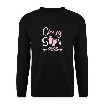 Schwangerschaft 2023 - Schwanger - Unisex Pullover - Schwarz - Vorne - Alina (178cm) & Michal (187cm)