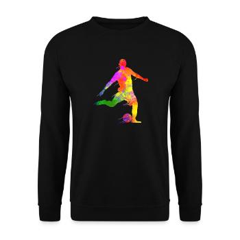 Paint Splashes Soccer Lover Grafik Fußballspieler - Unisex Pullover - Schwarz - Vorne - Alina (178cm) & Michal (187cm)