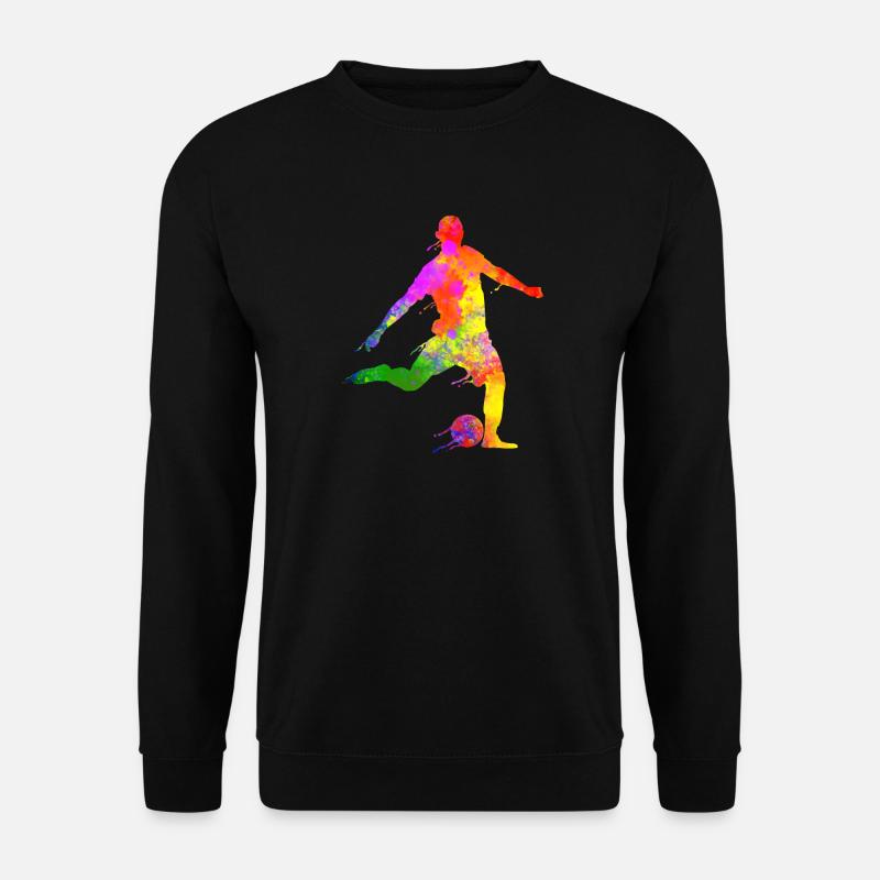 Paint Splashes Soccer Lover Grafik Fußballspieler - Unisex Pullover - Schwarz