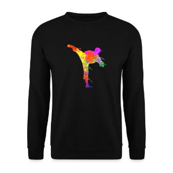 Tae Kwon Do Karate Bunte Silhouette für Mädchen - Unisex Pullover - Schwarz - Vorne - Alina (178cm) & Michal (187cm)