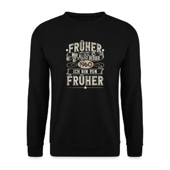 1960 Geburtstag Geburtsjahr Jahrgang - Unisex Pullover - Schwarz - Vorne - Alina (178cm) & Michal (187cm)