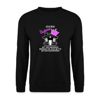 Bauherrin Hausbau - Unisex Pullover - Schwarz - Vorne - Alina (178cm) & Michal (187cm)