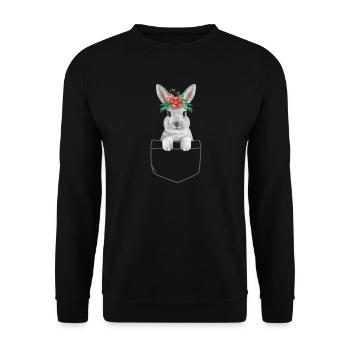 Rabbit Easter Flowers Rabbit Mom - Unisex Sweatshirt - black - Front - Alina (178cm) & Michal (187cm)