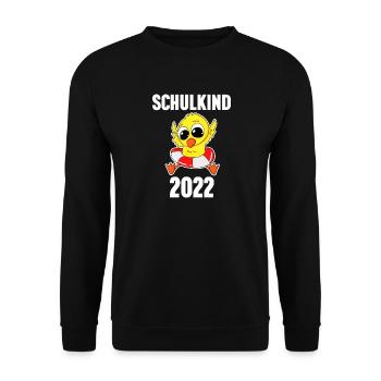 Schulkind 2022 Einschulung Ente - Unisex Pullover - Schwarz - Vorne - Alina (178cm) & Michal (187cm)
