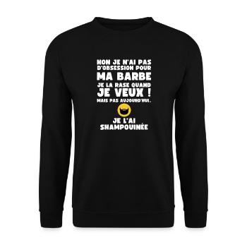 Non je n'ai pas d'Obsession pour ma Barbe - Humour - Sweat-shirt Unisexe - noir - Devant - Alina (178cm) & Michal (187cm)