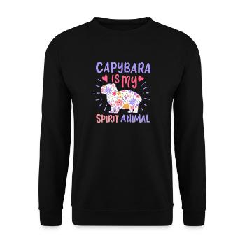 Capybara Krafttier - Unisex Pullover - Schwarz - Vorne - Alina (178cm) & Michal (187cm)