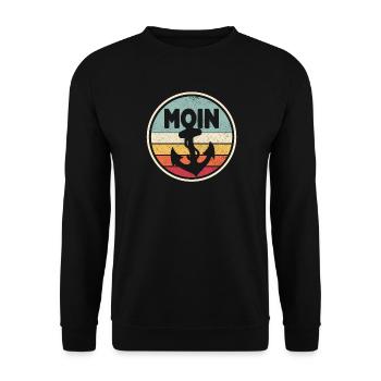 Moin Anker Plattdeutsch Ostfriesland Küste Nordsee - Unisex Pullover - Schwarz - Vorne - Alina (178cm) & Michal (187cm)