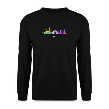 Kiel Skyline Colorful Kieler Northern Germany - Unisex Sweatshirt - black - Front - Alina (178cm) & Michal (187cm)