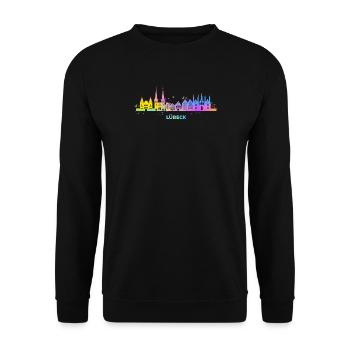 Lübeck Skyline Bunt Lübeck Allemagne du Nord - Sweat-shirt Unisexe - noir - Devant - Alina (178cm) & Michal (187cm)