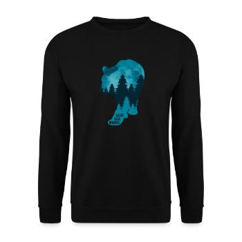 Klimawandel Umweltschutz Bär Grizzly Nachhaltig - Unisex Pullover - Schwarz - Vorne - Alina (178cm) & Michal (187cm)