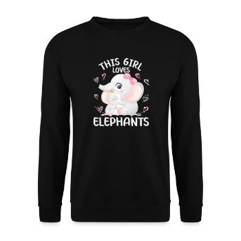 Mama Elefant Babyelefant This Girl Loves Elephants - Unisex Pullover - Schwarz - Vorne - Alina (178cm) & Michal (187cm)